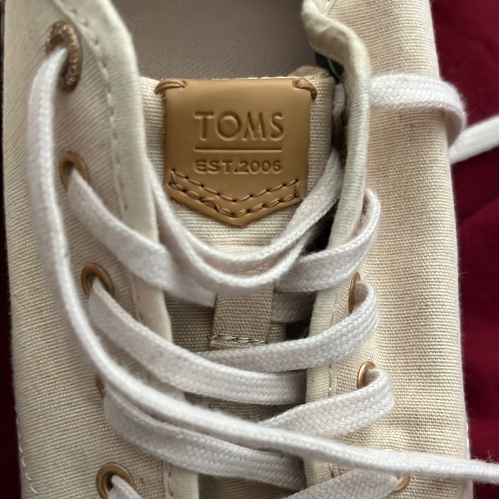 TOMS Beige Canvas Lace-Up Shoes